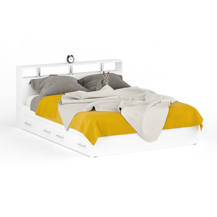 Кровать с ящиками Камелия 160х200 белого цвета