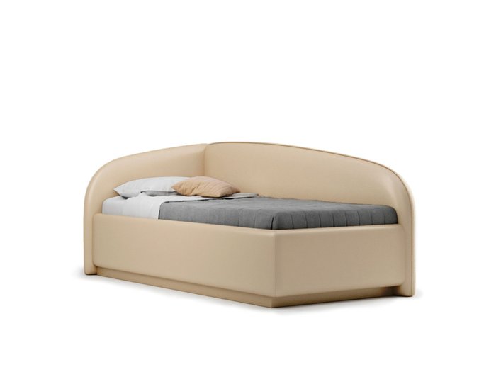 Кровать Amelia левая бежевого цвета с решеткой 90х190