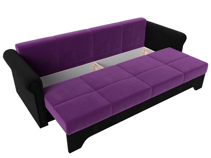 Прямой диван-кровать Европа фиолетово-черного цвета