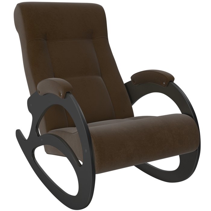 Кресло-качалка коричневого цвета с деревянным каркасом 