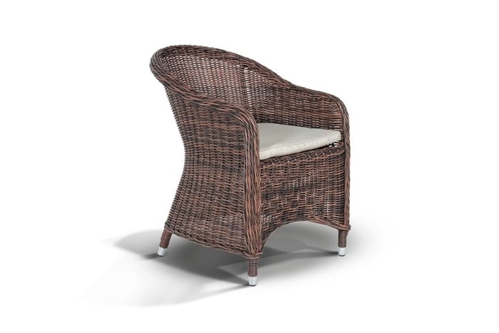 Кресло Равенна темно-коричневого цвета с темно-серыми подушками