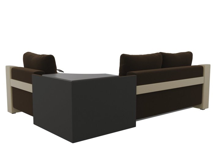 Угловой диван-кровать Митчелл коричнево-бежевого цвета (экокожа)