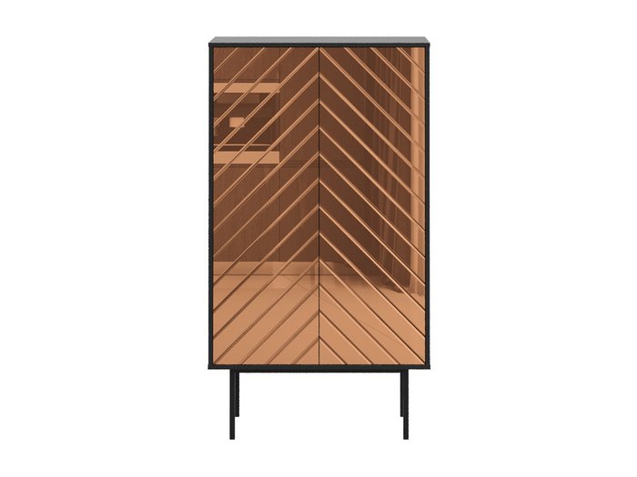 Шкаф двухдверный Boho с зеркальным фасадом медного цвета