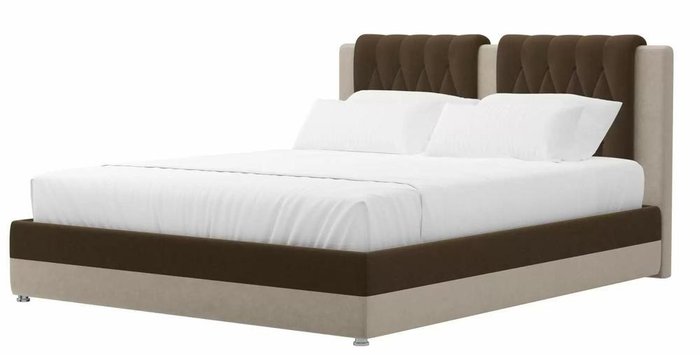 Кровать Камилла 160х200 коричнево-бежевого цвета с подъемным механизмом