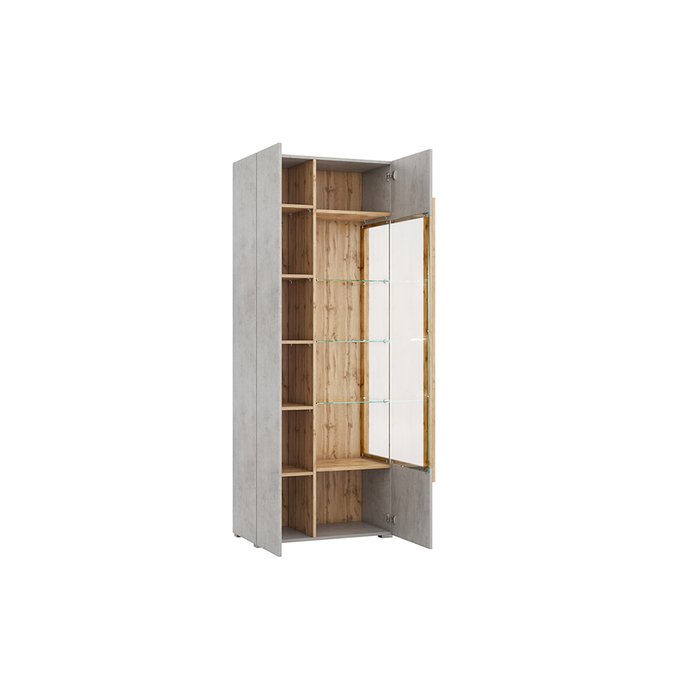 Шкаф-витрина Римини цвета Бетон чикаго - лучшие Шкафы витринные в INMYROOM