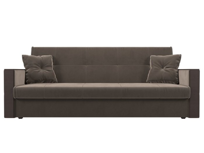 Прямой диван-кровать Валенсия коричневого цвета (книжка)