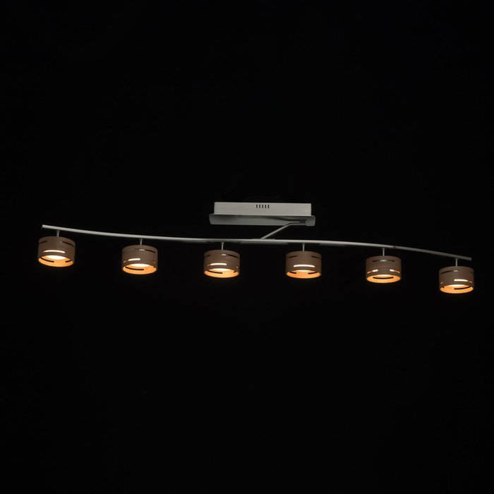 Потолочная светодиодная люстра  Чил-аут с плафонами из светлого дерева