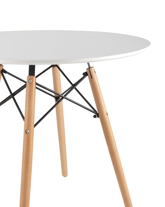 Дизайнерский стол белого цвета с ножками из массива бука D80
