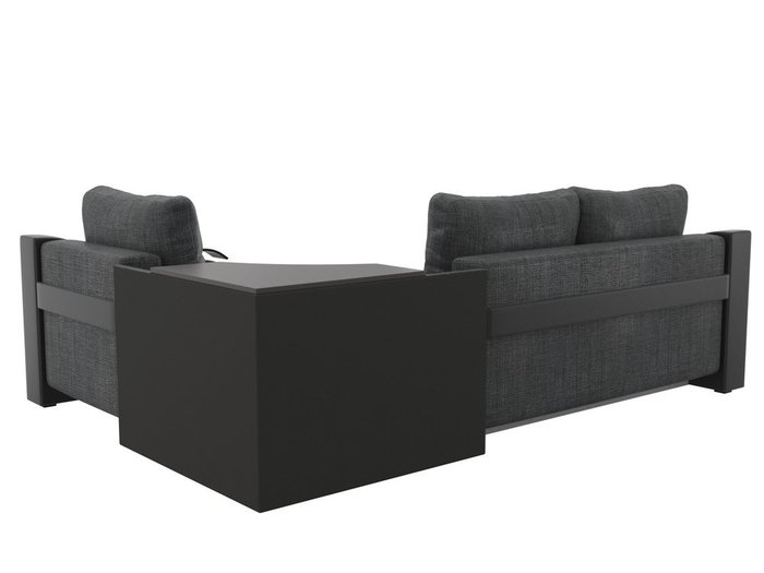 Угловой диван-кровать Митчелл черно-серого цвета (ткань\экокожа)