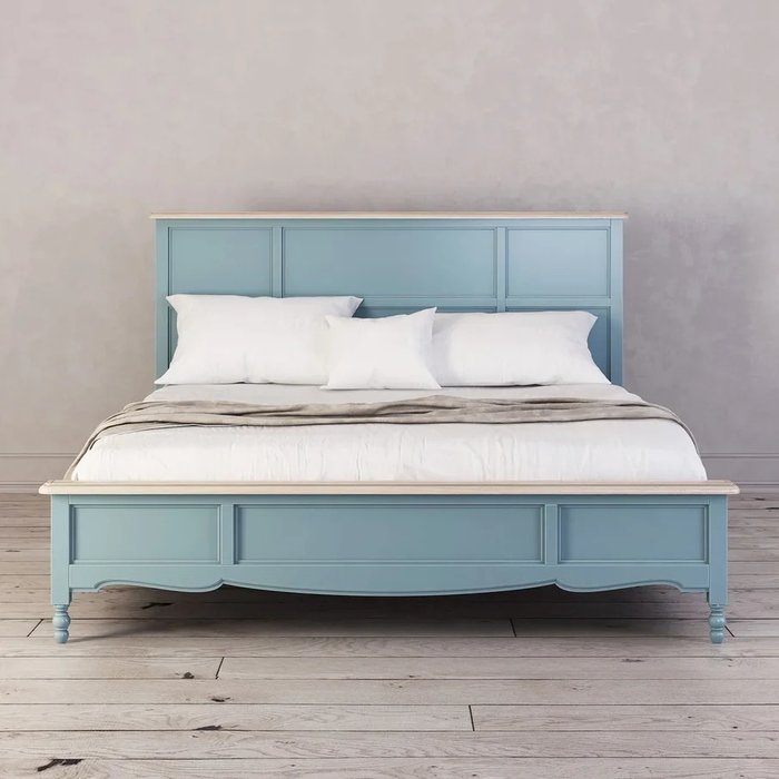 Кровать двуспальная Leblanc голубого цвета 180х200