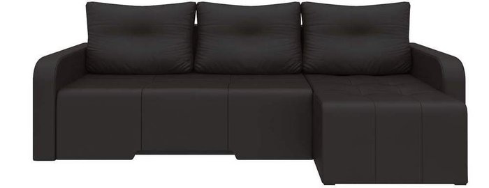 Угловой диван-кровать Манхеттен темно-коричневого цвета (экокожа)