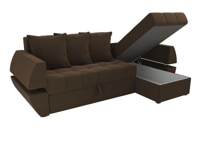Угловой диван-кровать Атлантида коричневого цвета