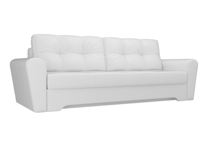 Прямой диван-кровать Амстердам белого цвета (экокожа)
