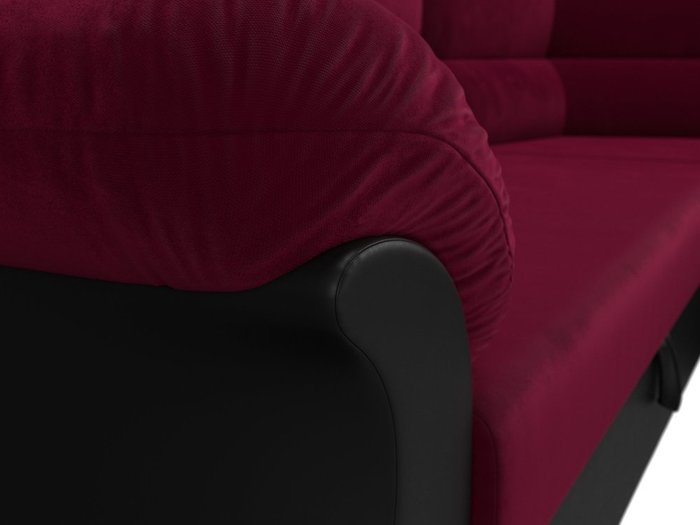 Угловой диван-кровать Карнелла бордово-черного цвета (ткань/экокожа)
