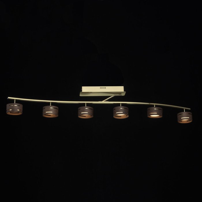 Потолочная светодиодная люстра Чил-аут с абажурами из темного дерева