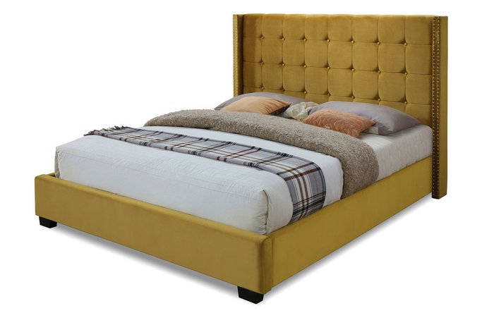 Кровать с подъемным механизмом Vivien 180x200 желтого цвета