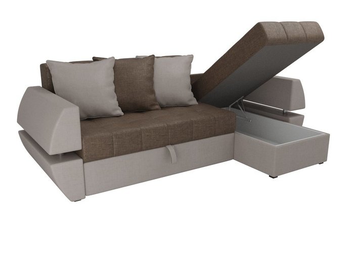 Угловой диван-кровать Атлантида бежево-коричневого цвета