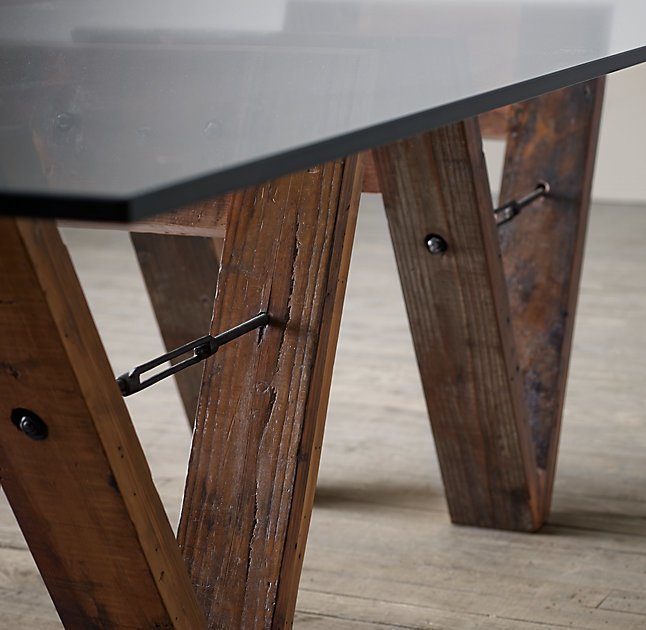 Обеденный стол Wood&Glass из дерева и закаленного стекла