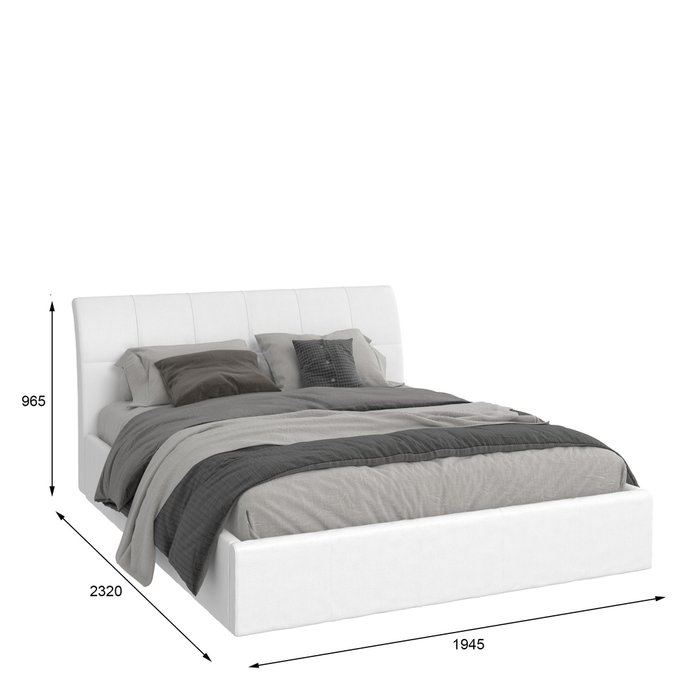 Кровать Инуа 180х200 белого цвета с подъемным механизмом 