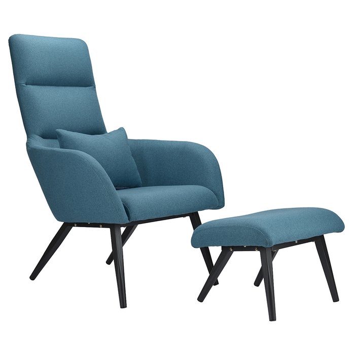 Кресло с подставкой для ног и подушкой Bridjet серо-голубого цвета