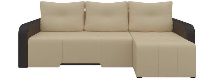 Угловой диван-кровать Манхеттен бежво-коричневого цвета (экокожа)