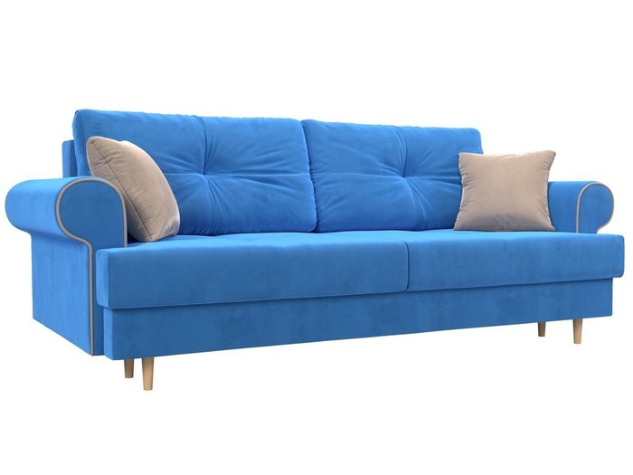 Прямой диван-кровать Сплин голубого цвета
