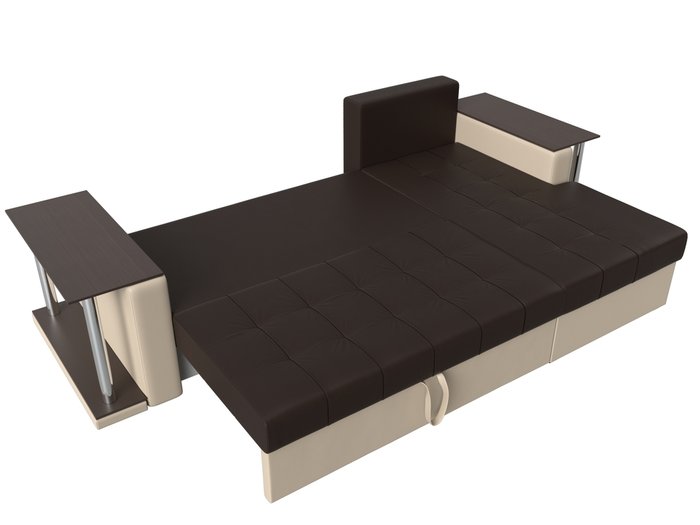 Угловой диван-кровать Даллас коричневого цвета (экокожа)