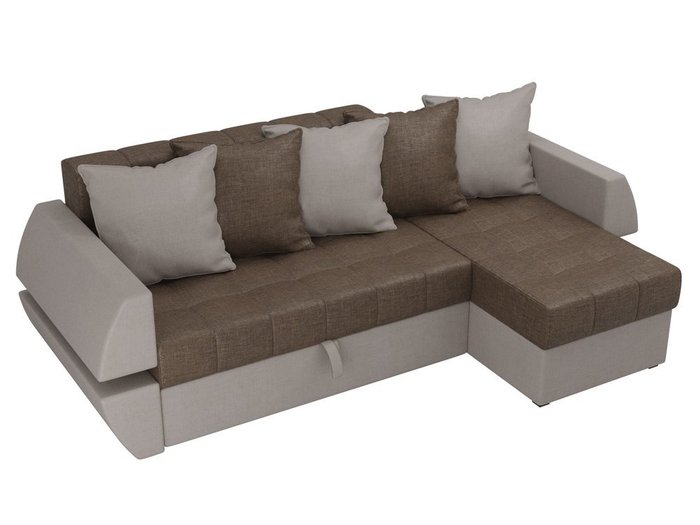 Угловой диван-кровать Атлантида бежево-коричневого цвета