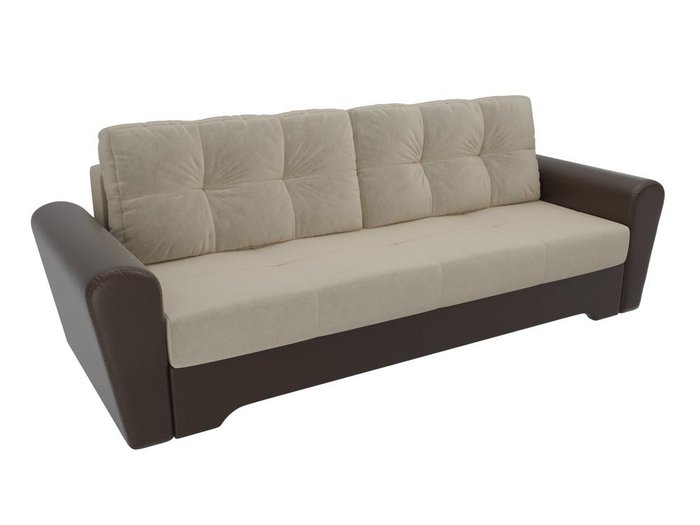 Прямой диван-кровать Амстердам бежево-коричневого цвета (ткань/экокожа)