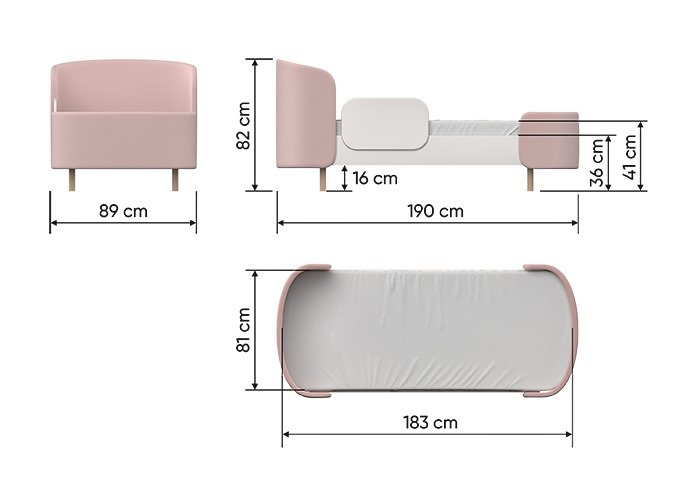 Кровать Kidi Soft 80х180 розового цвета