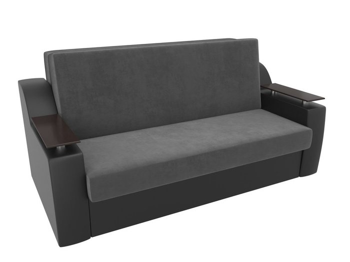 Прямой диван-кровать Сенатор серого цвета (ткань\экокожа)
