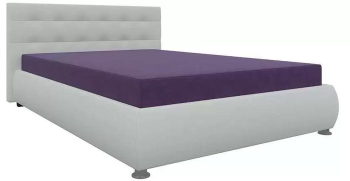 Кровать Рио 126х190 с подъемным механизмом бело-фиолетового цвета (ткань/экокожа)