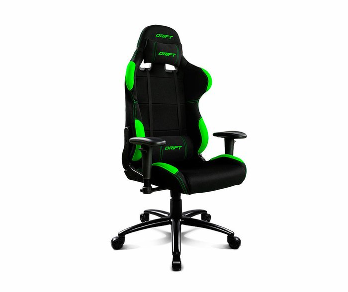Игровое кресло Drift черного цвета с зелеными вставками
