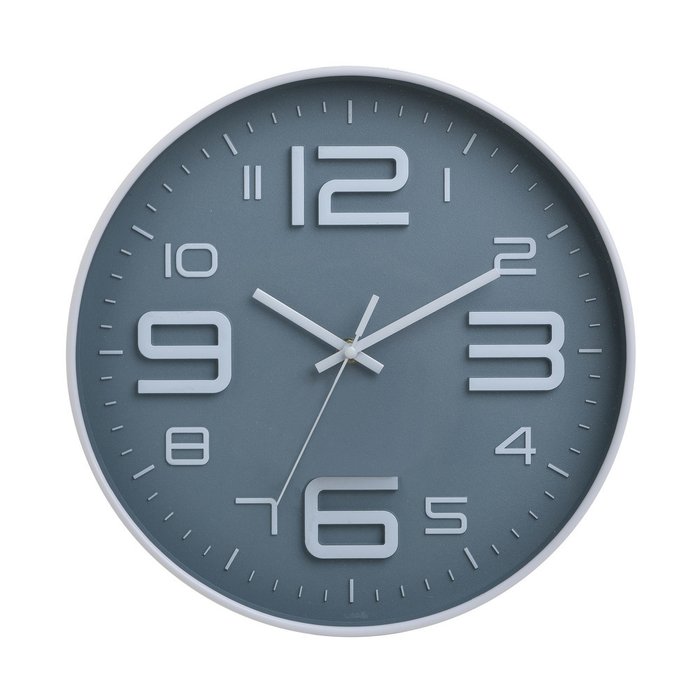 Часы настенные из пластика серо-голубого цвета 