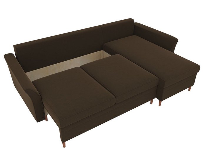 Угловой диван-кровать София темно-коричневого цвета