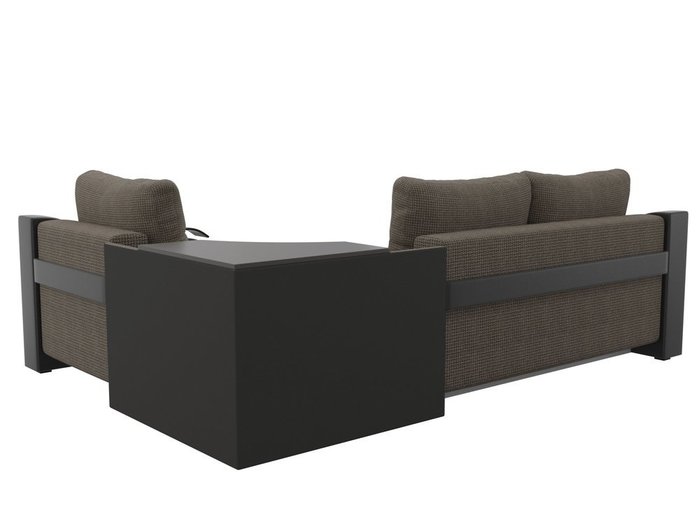 Угловой диван-кровать Митчелл черно-коричневого цвета (ткань\экокожа)