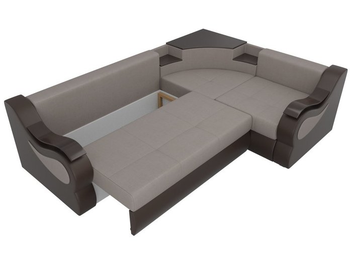 Угловой диван-кровать Митчелл коричнево-бежевого цвета
