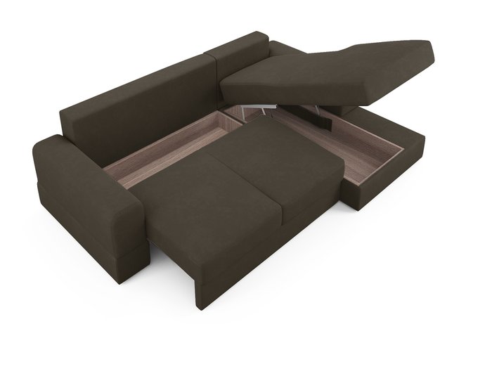 Угловой диван-кровать Elke темно-коричневого цвета 