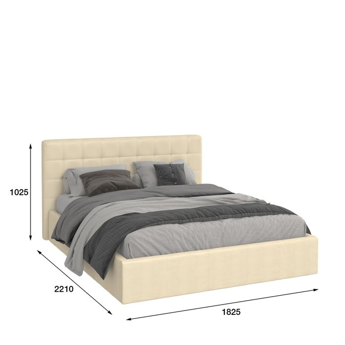 Кровать Инуа 160х200 бежевого цвета с подъемным механизмом