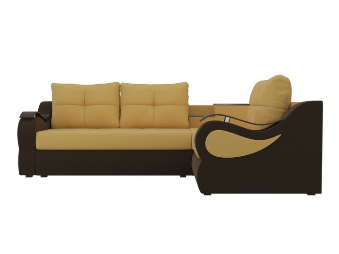 Угловой диван-кровать Митчелл коричнево-желтого цвета