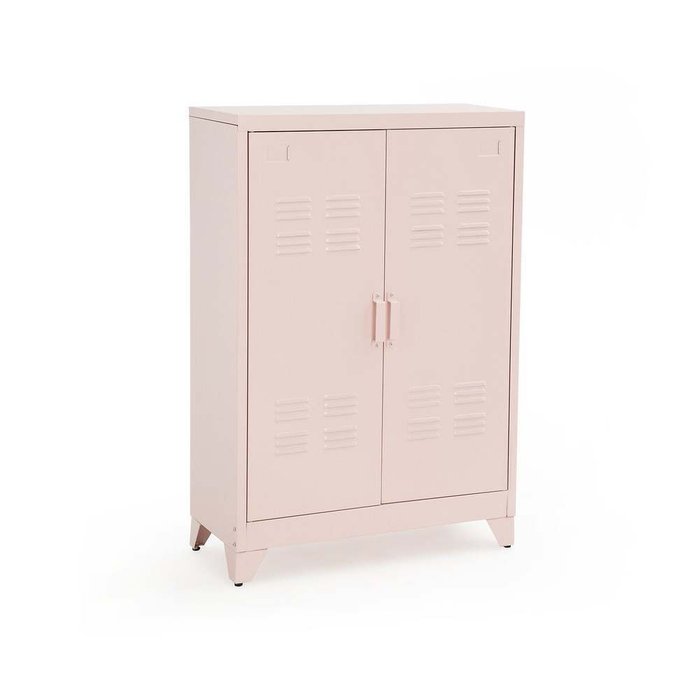 Шкаф низкий из металла Hiba розового цвета