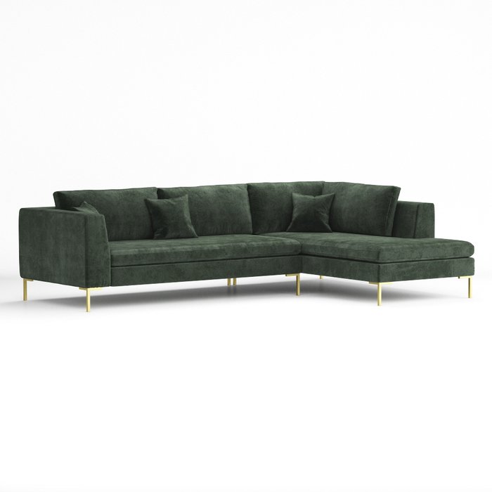 Угловой диван Kona темно-зеленого цвета 