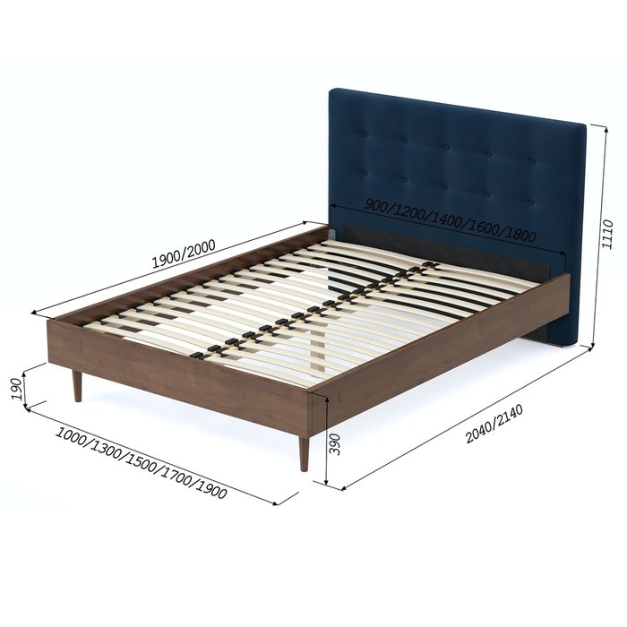Кровать Альмена 140x200 коричнево-синего цвета