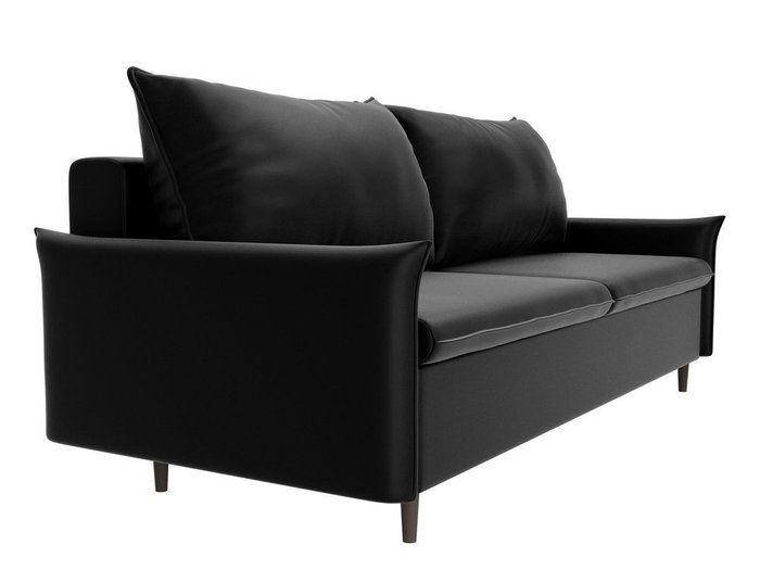 Прямой диван-кровать Хьюстон черного цвета (экокожа)