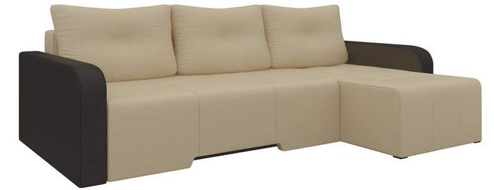 Угловой диван-кровать Манхеттен бежво-коричневого цвета (экокожа)