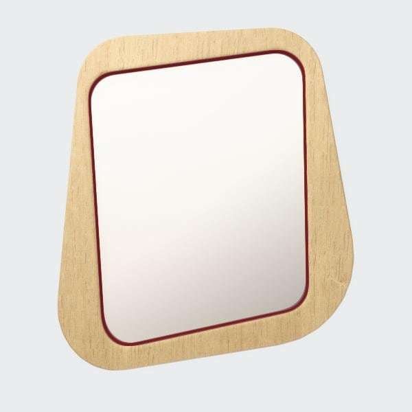 Зеркало настенное Woodi в шпоне с бордовым кантом