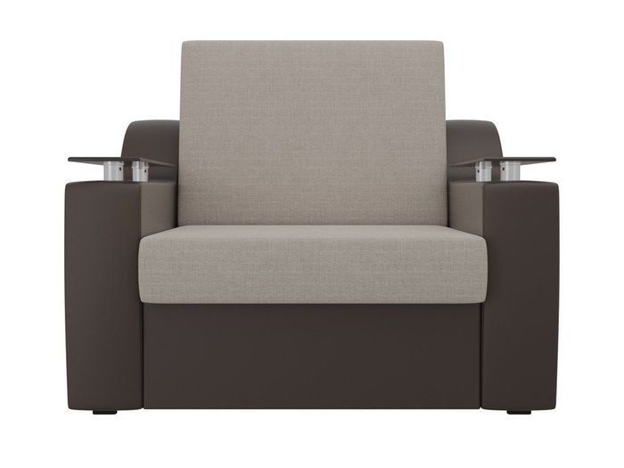 Кресло-кровать Сенатор коричнево-бежевого цвета (ткань\экокожа)