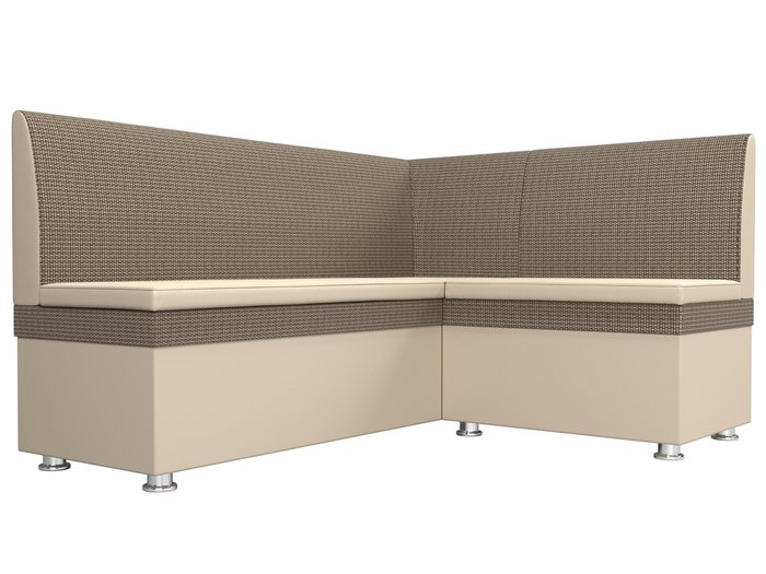 Угловой диван Уют бежево-коричневого цвета (экокожа/ткань) - лучшие Угловые диваны в INMYROOM