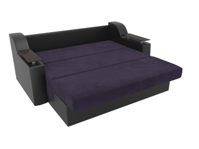 Прямой диван-кровать Сенатор черно-фиолетового цвета (ткань\экокожа)