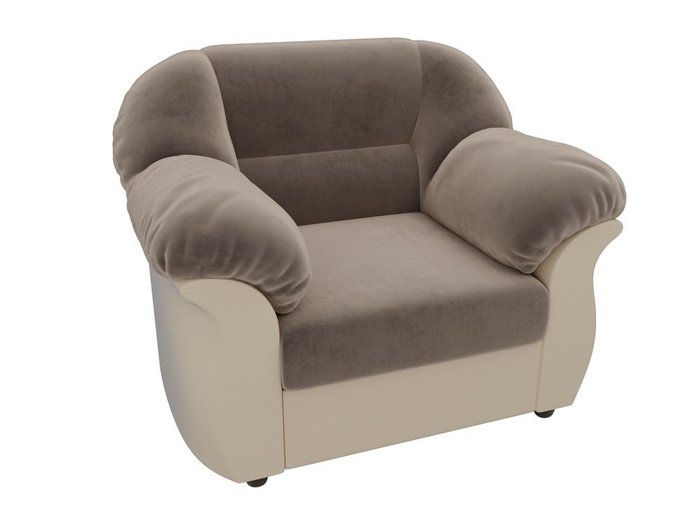 Кресло Карнелла бежево-коричневого цвета (ткань/экокожа)